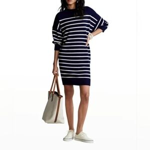 POLO RALPH LAUREN Nautical Navy Striped 100% Cashmere Sweater Dress Size XXS